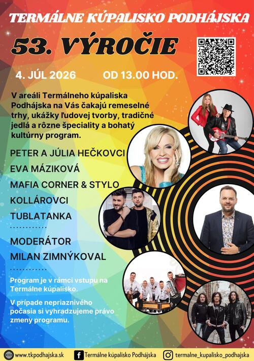 Plagát 53.výročie vzniku Termálneho kúpaliska Podhájska