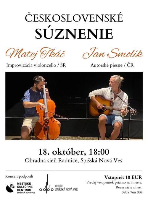 Plagát Československé súznenie / Koncert Jána Smolíka a Mateja Tkáča