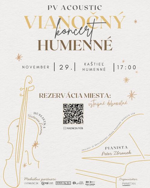 Plagát Huslistka Victoria Linnen a pianista Peter Zbranek: Vianočný koncert v Kaštieli Humenné