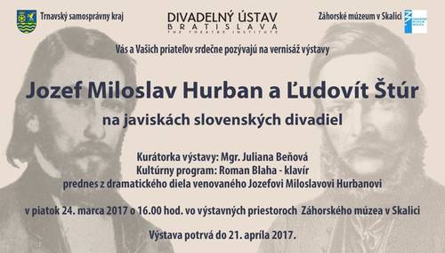 Plagát Jozef Miloslav Hurban a Ľudovít Štúr na javiskách slovenských divadiel