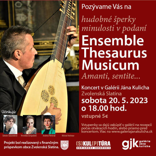Plagát KONCERT V GALÉRII – Amanti, sentite…, hudobné šperky minulosti v podaní Ensemble Thesaurus Musicum