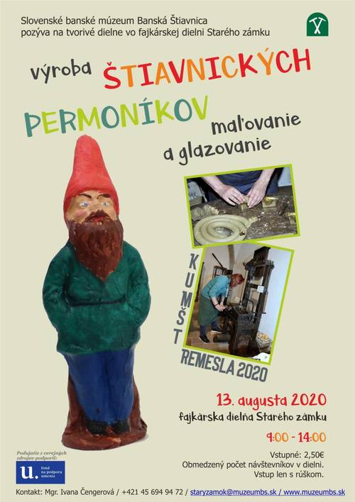 Plagát Letné tvorivé dielne-výroba, maľovanie a glazovanie ŠTIAVNICKÝCH PERMONÍKOV
