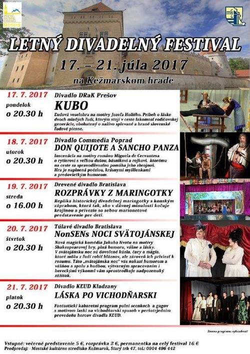 Plagát Letný divadelný festival na Kežmarskom hrade