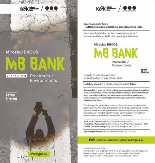 Plagát Miroslav Brooš: MB Bank. Prostredia