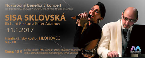 Plagát Novoročný benefičný koncert – Sisa Sklovská a jej hostia
