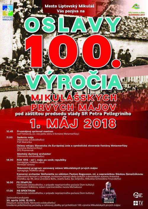 Plagát Oslavy 100. výročia Mikulášskych 1. májov