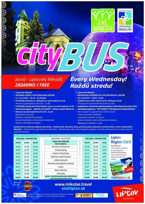 Plagát Večerná prehliadka City Bus - každú stredu