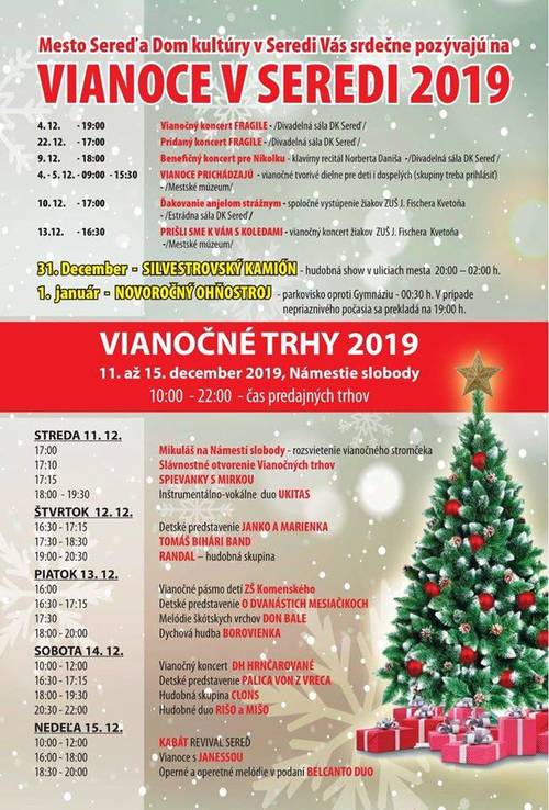 Plagát Vianočné trhy v Seredi 2019
