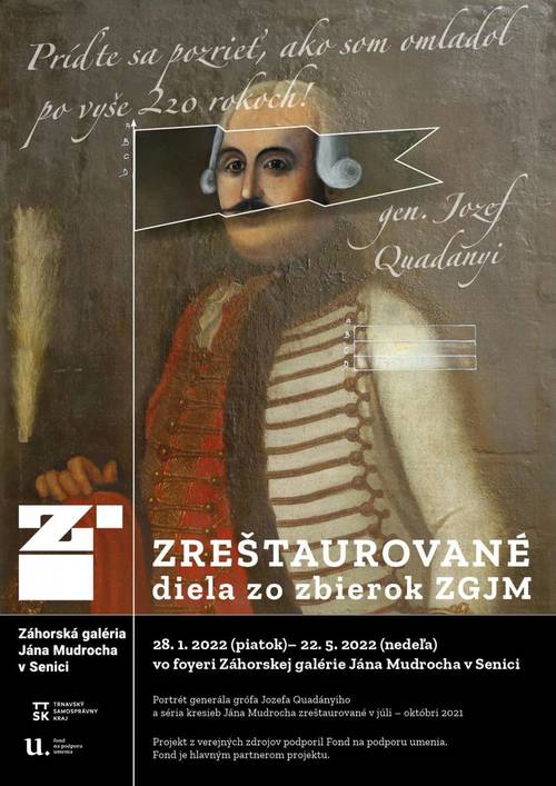 Plagát Zreštaurované diela v r. 2021 zo zbierok Záhorskej galérie Jána Mudrocha v Senici